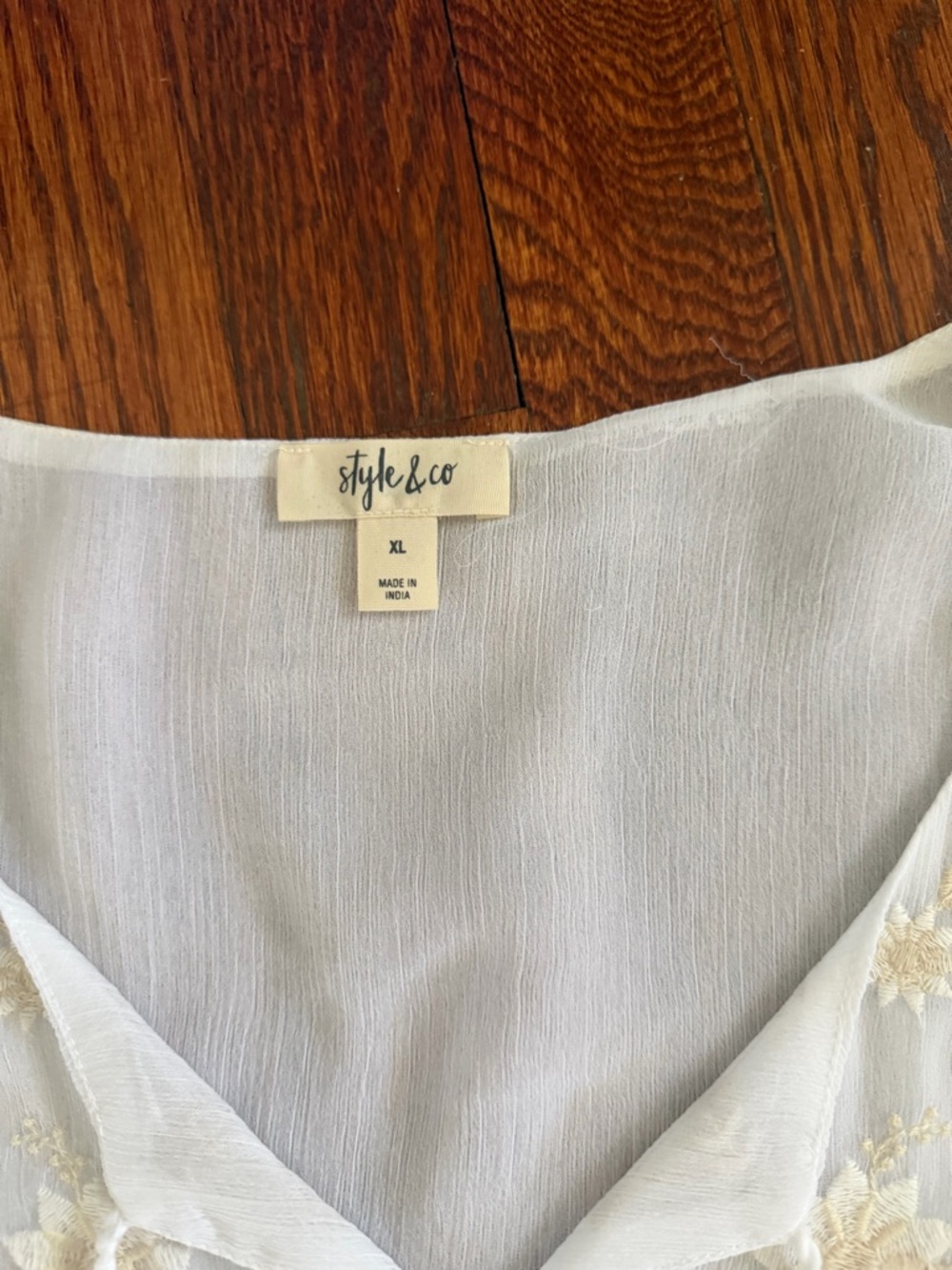 Lightweight Ivory Embroidered Peasant Top - - Picture 3 of 4